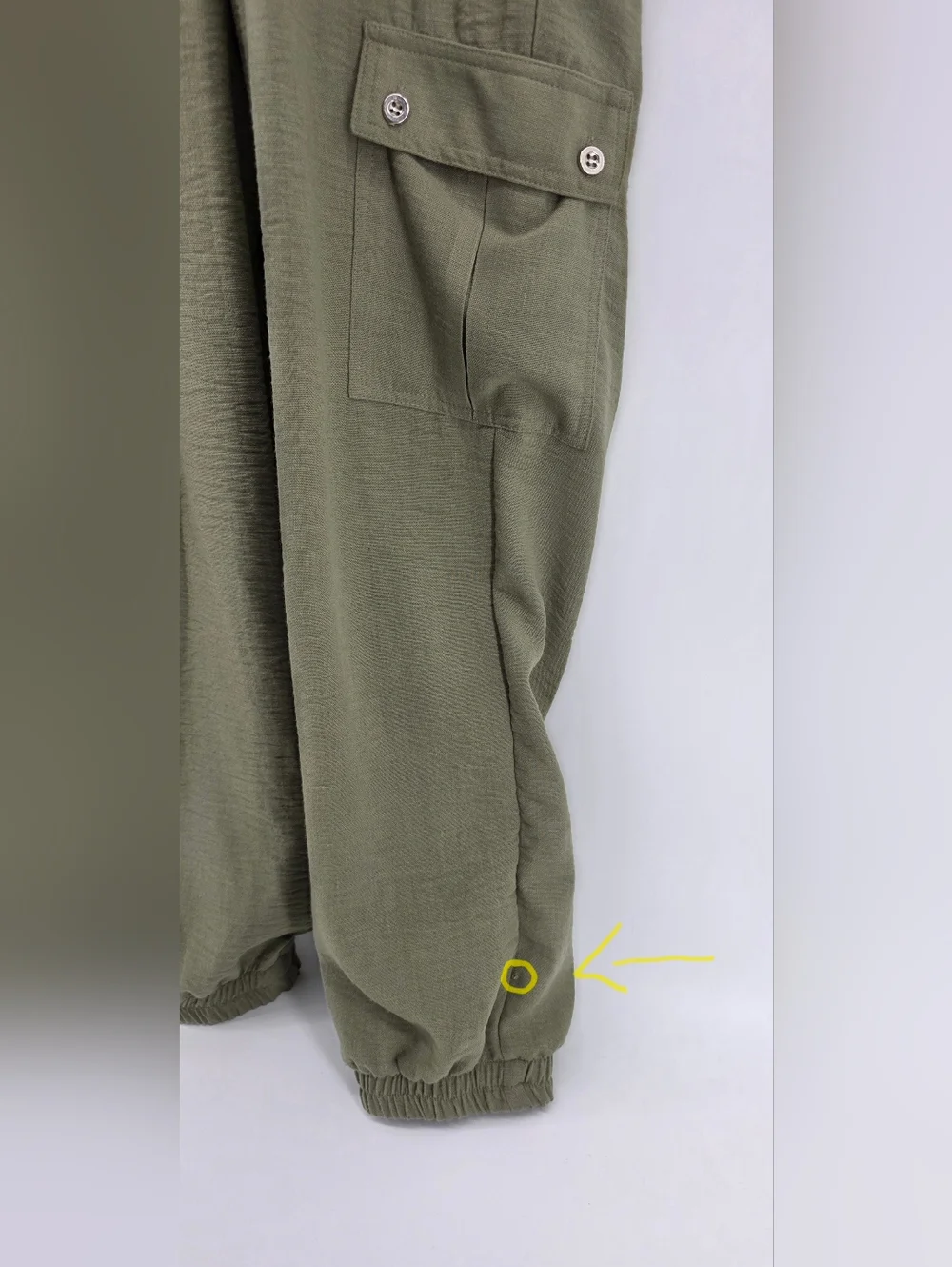 As U Wish Juniors' Olive Green Drawstring Waist Cargo Jumpsuit - Size Large - Picture 11 of 16